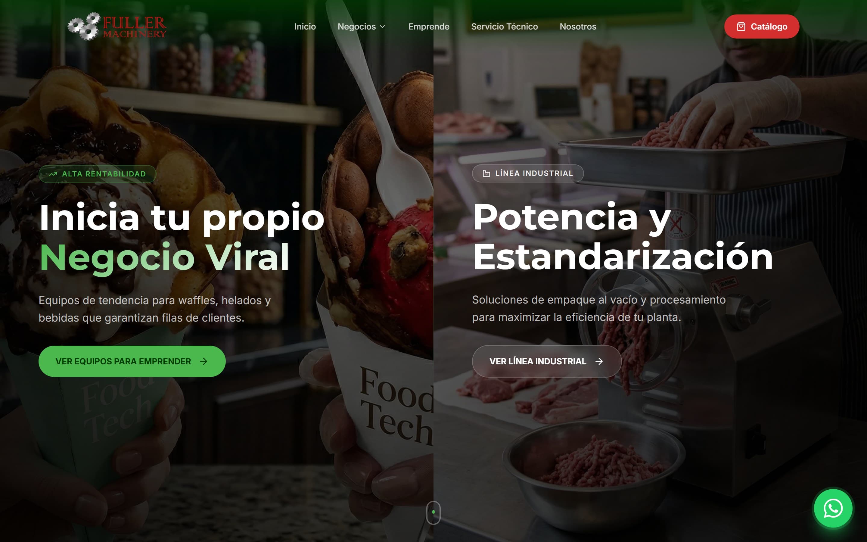 Sitio de Fuller Machinery usado como referencia del proyecto