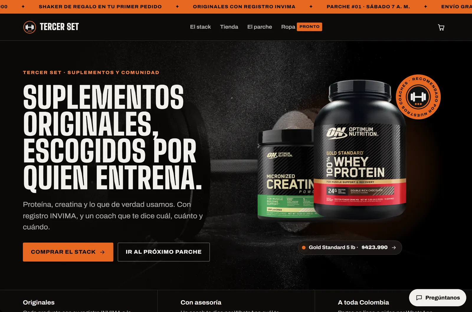 Inicio de la tienda de ejemplo en computador, estilo Calle
